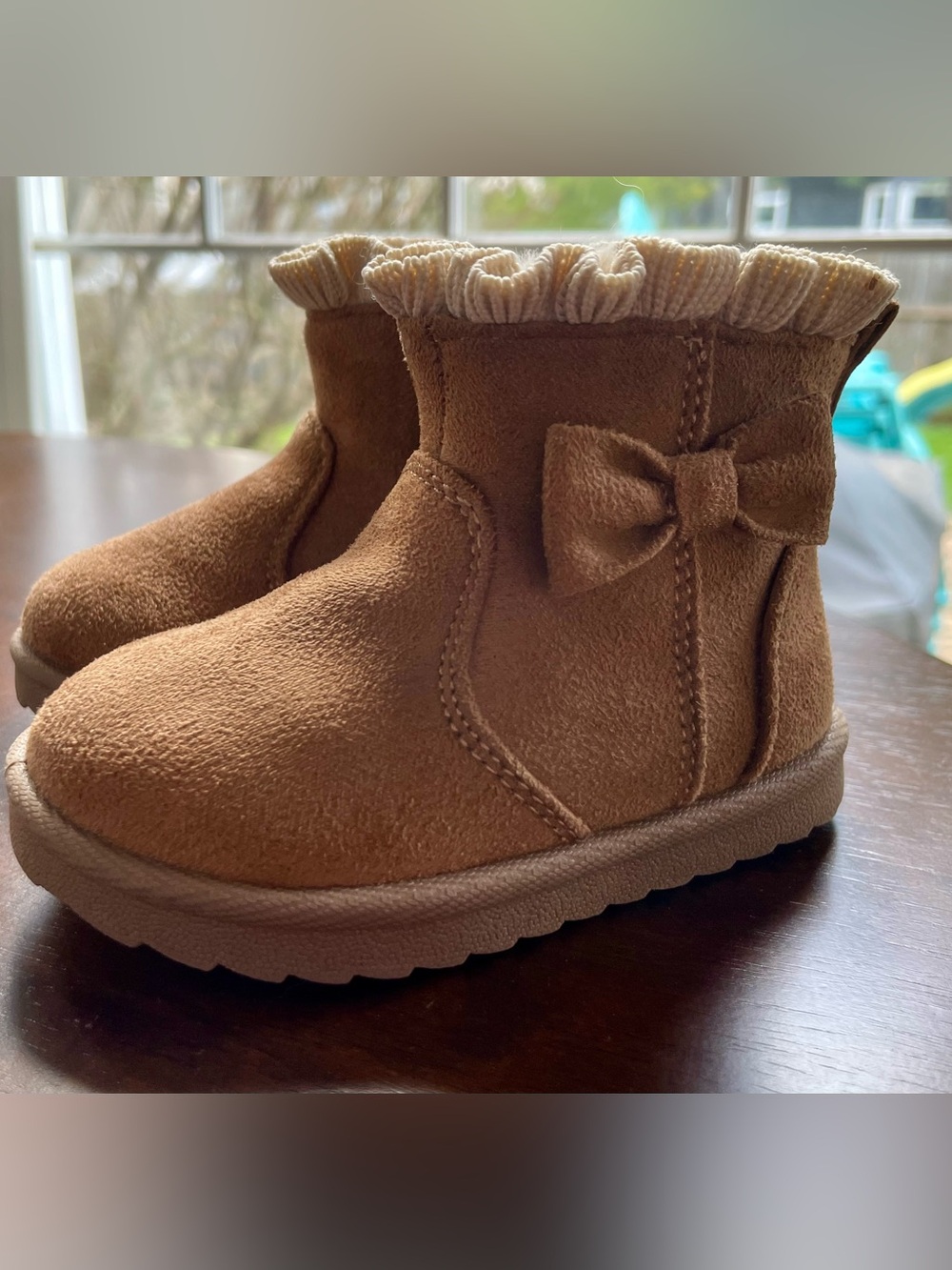 Toddler Brown Suede Fur-Lined Boots (Size 4)
